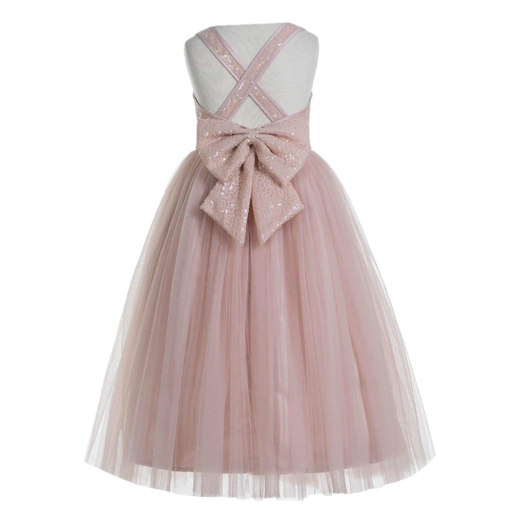 Jirocum Crossed Straps A-Line Flower Girl Dress Junior Bridesmaid Dresses Formal Special Occasions 177(2) blush pink
