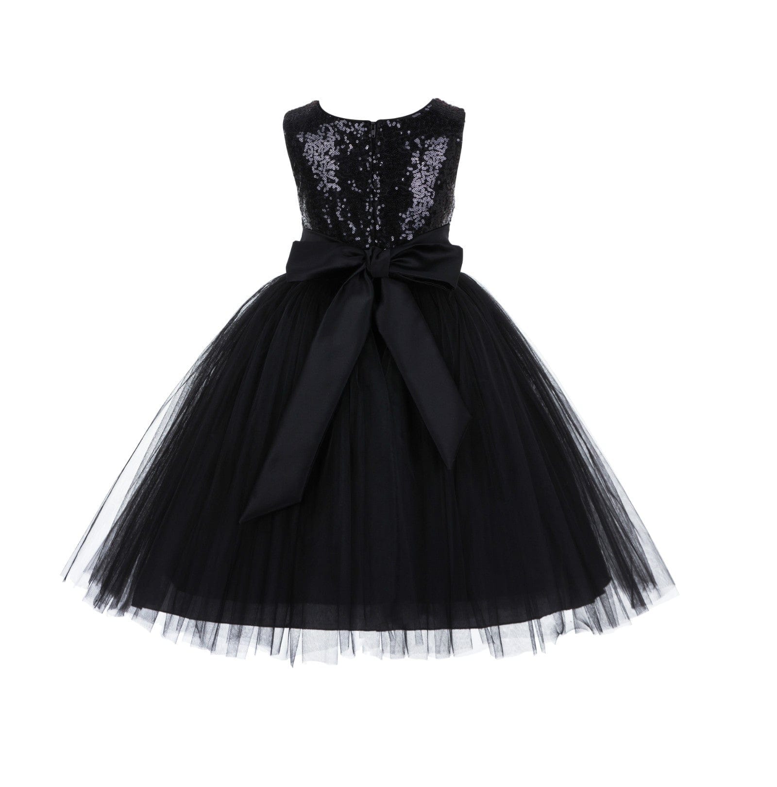 Jirocum Formal Sequins Bodice Ruffle Tulle Flower Girl Dress Wedding Easter Toddler Pageant Occasions J122F Black 2
