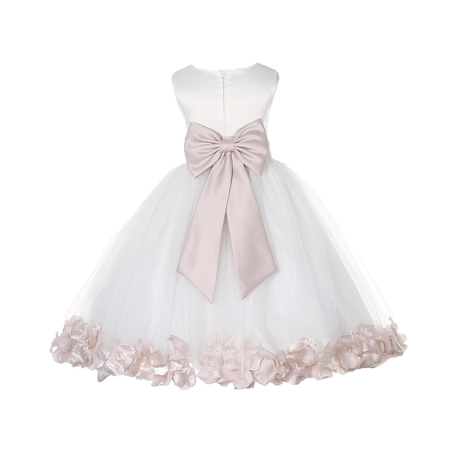 Jirocum Ivory Elegant Wedding Pageant Special Events Petals Flower Girl Dress with Bow Tie Sash 302T(5) Blush Pink
