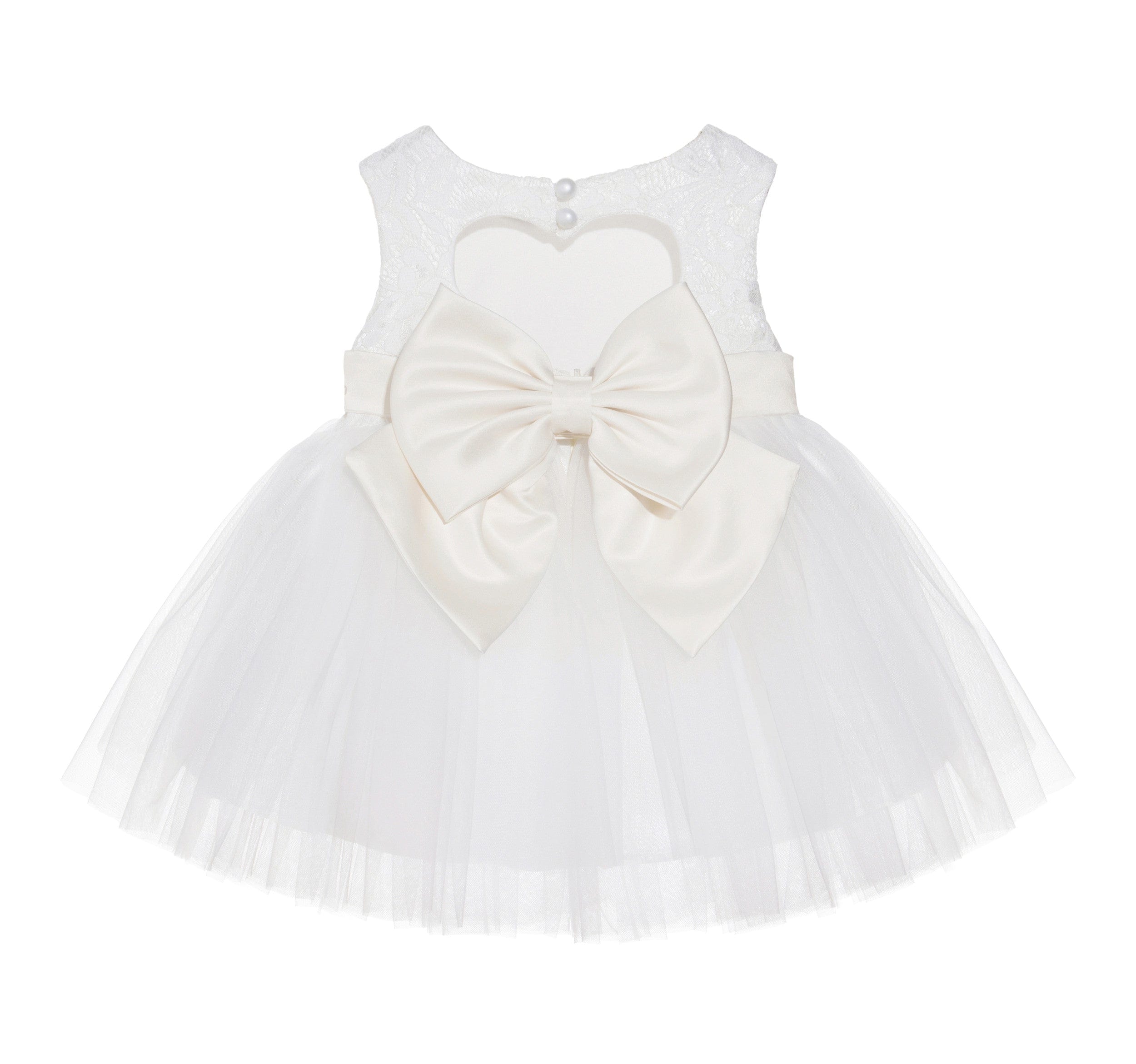 Jirocum Ivory Lace Heart Cutout Junior Flower Girl Dress Mini Bride Wedding Reception Communion Baptism BB1 ivory ivory