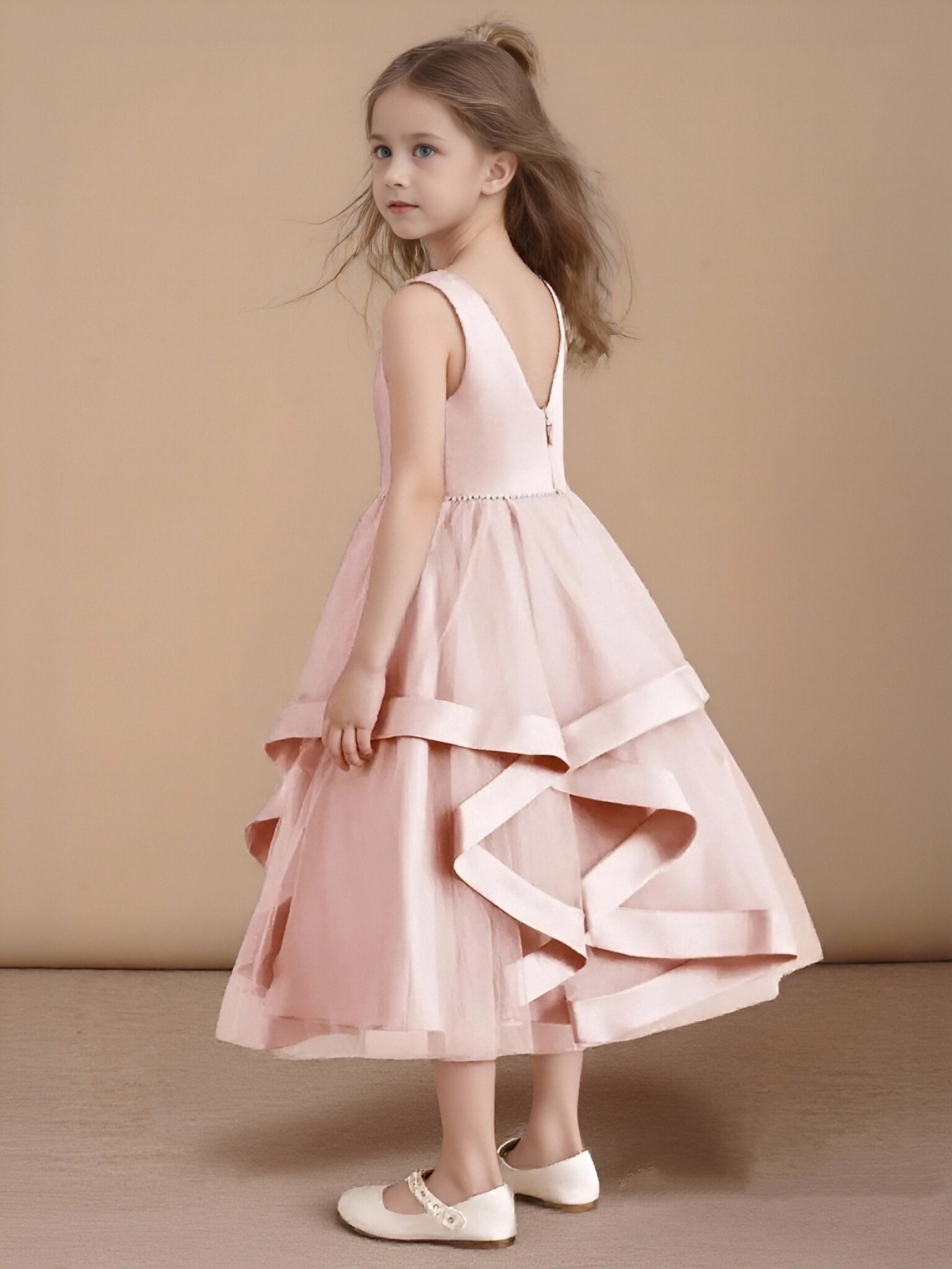 Jirocum A-Line Beaded Tulle Dress Blushing Pink