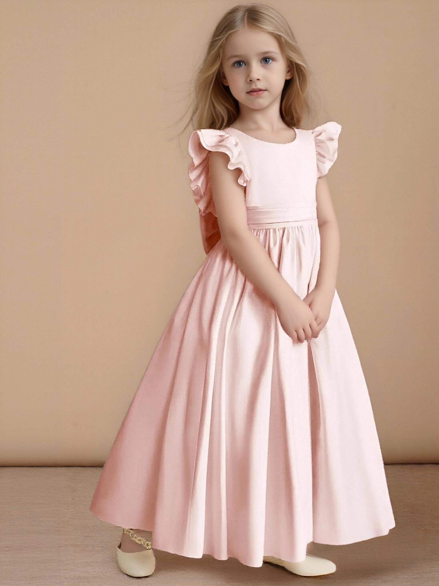 Jirocum A-Line Bow Matte Satin Dress Blushing Pink