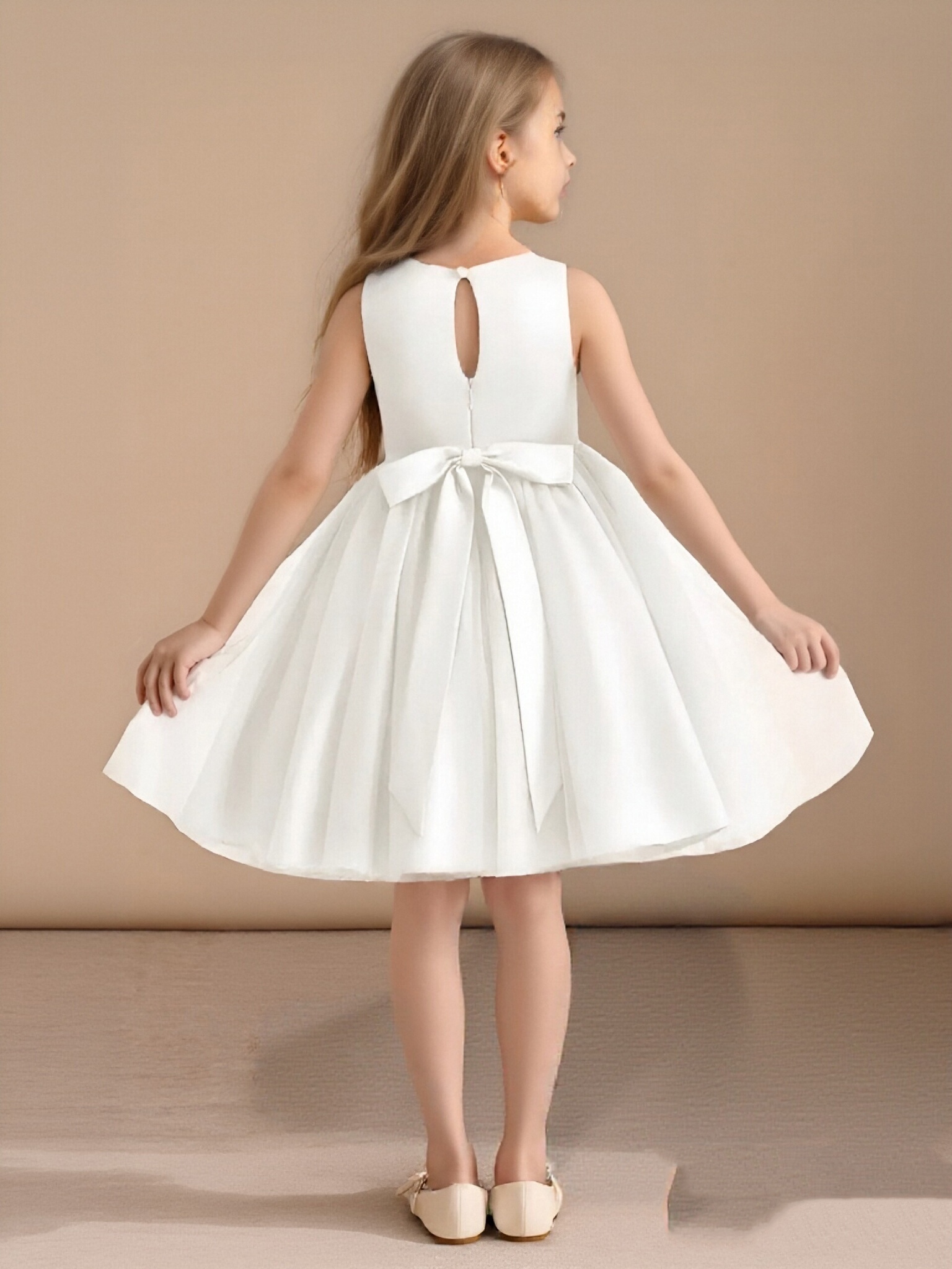 Jirocum A-Line Bow Tulle Dress Ivory