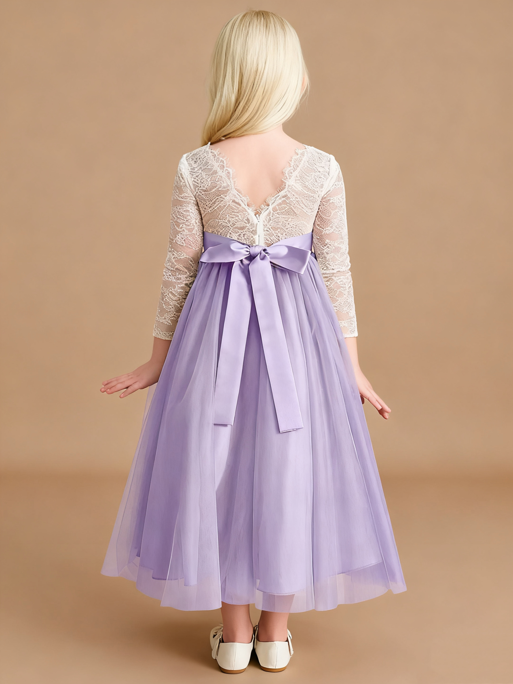 Jirocum A-Line Bow Tulle Dress Lilac