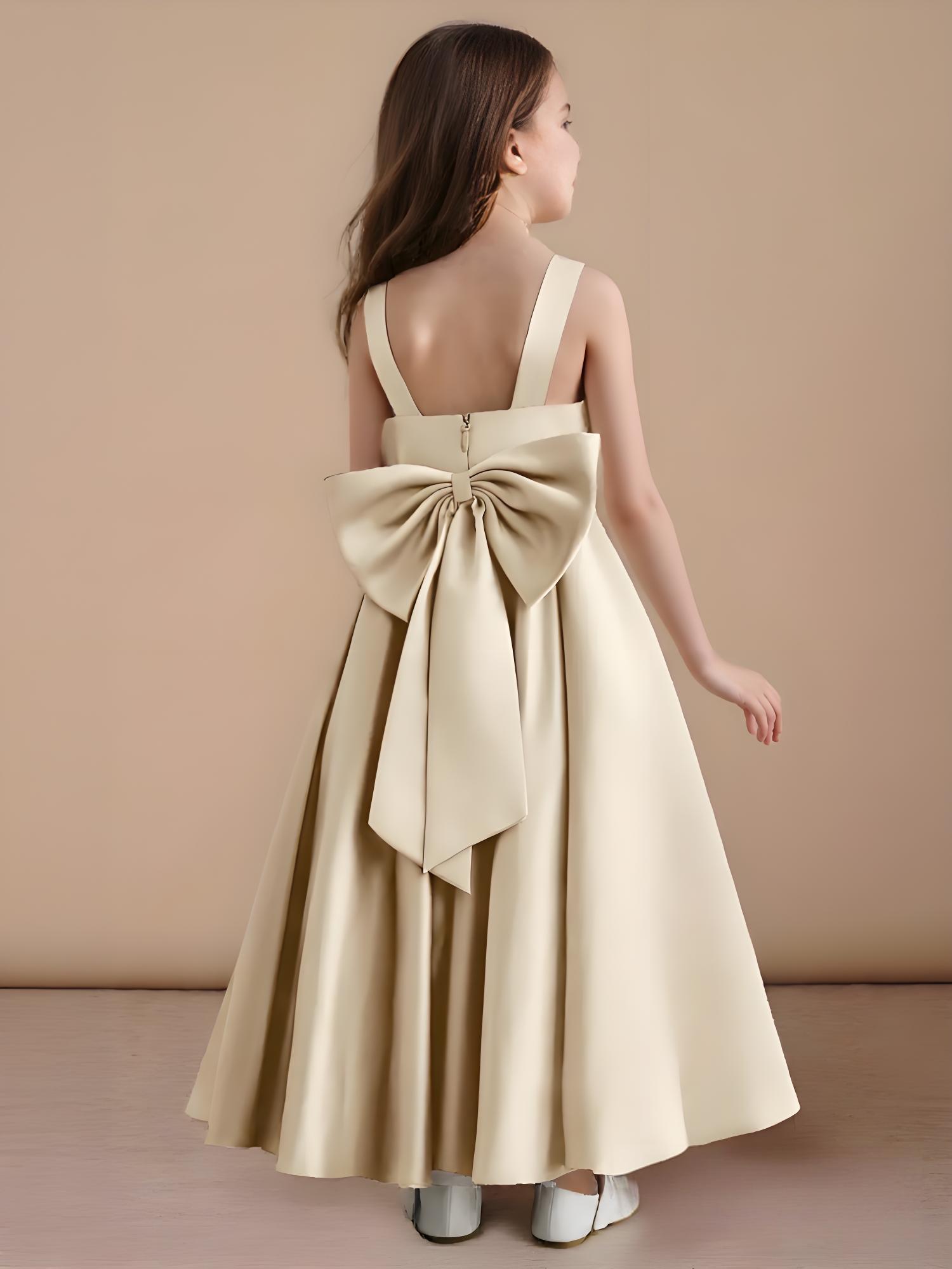 Jirocum A-Line Pleated Matte Satin Dress Champagne
