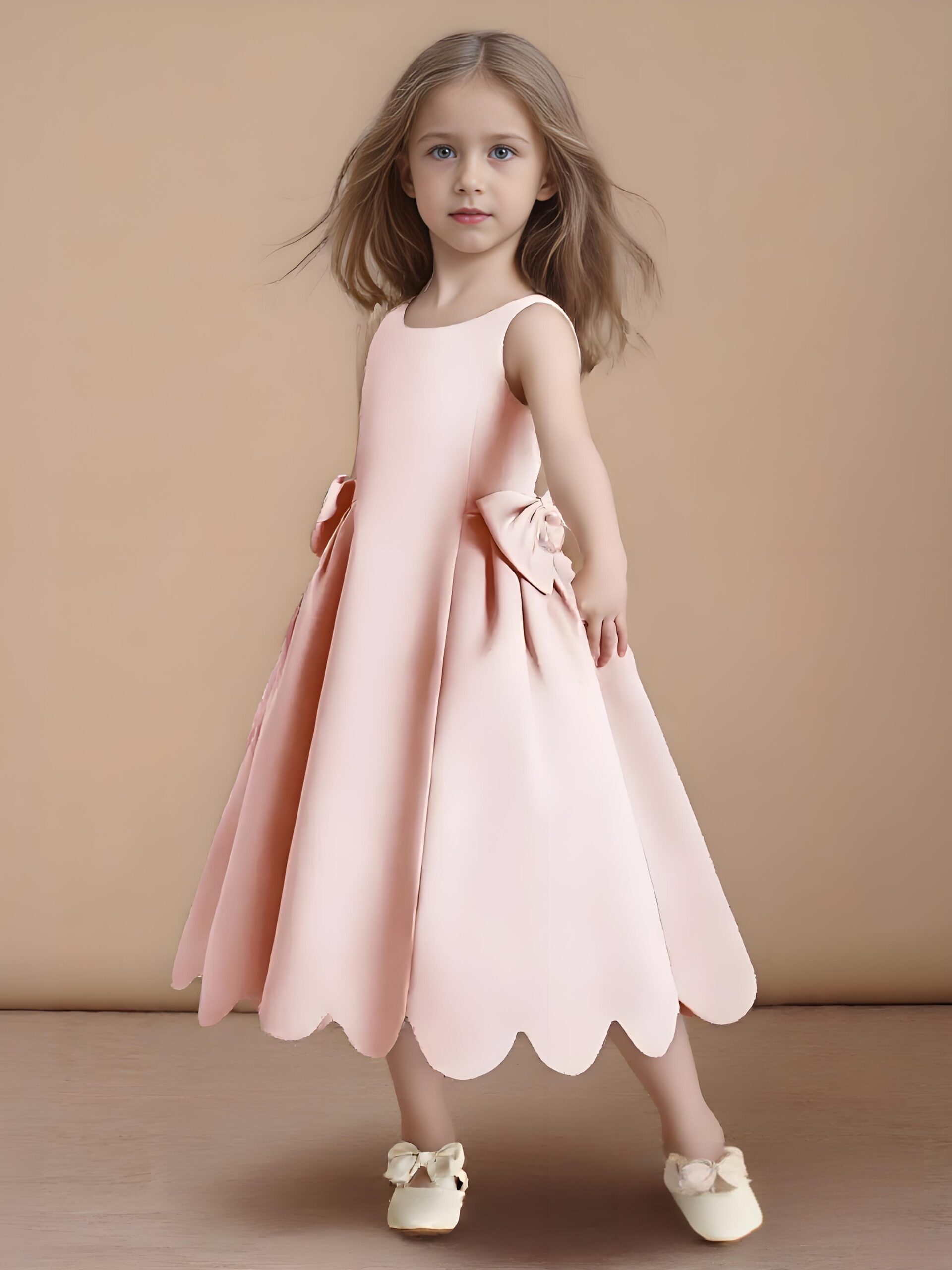 Jirocum Ball-Gown Bow Matte Satin Dress Blushing Pink 5